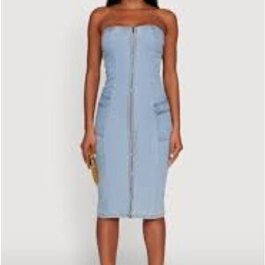 Jolie & Joy jeans women’s denim cargo strapless tube dress size L
